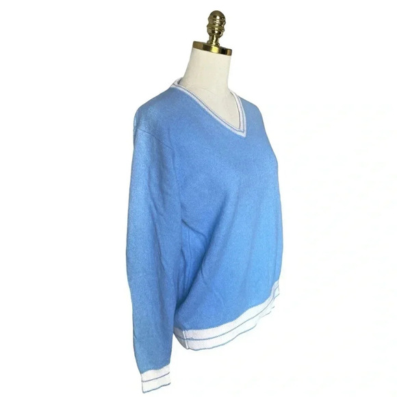 BRANDY MELVILLE | Sky Blue Nikki V-Neck Wool/Cashmere Blend  Knit Sweater OS - Picture 3 of 8
